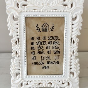 Hímzett Házi Áldás kép, Otthon & Életmód, Dekoráció, Fali és függő dekoráció, Falra akasztható dekor, Hímzés, MESKA