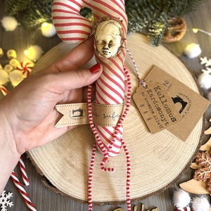 Handmade karácsonyi dekor  egyedi cukorpálca emberke - karácsony - karácsonyi lakásdekoráció - karácsonyfadíszek - Meska.hu