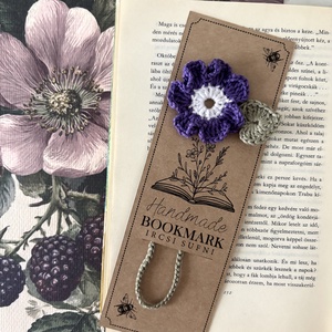27. Horgolt könyvjelző / lila primula - Meska.hu