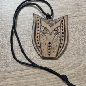 Bagoly - bőrnyaklánc, Ékszer, Nyaklánc, Medálos nyaklánc, Bőrművesség, Meska