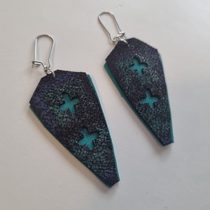 Bőrfülbevaló - orvosi fém akasztóval, Ékszer, Fülbevaló, Lógó fülbevaló, Bőrművesség, Ékszerkészítés, MESKA