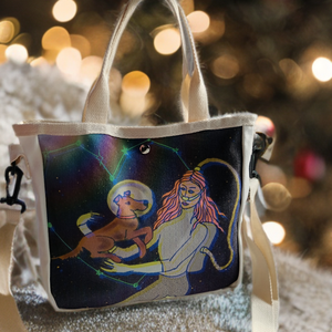 Űrkutya egyedi grafikás válltáska - Irina asztronauta, Táska & Tok, Kézitáska & válltáska, Vállon átvethető táska, Fotó, grafika, rajz, illusztráció, MESKA