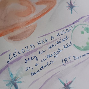 Célozd meg a Holdat � egyedi, kézzel festett akvarell képeslap - otthon & életmód - papír, írószer - ajándékozás kellékei - képeslap, üdvözlőlap - Meska.hu