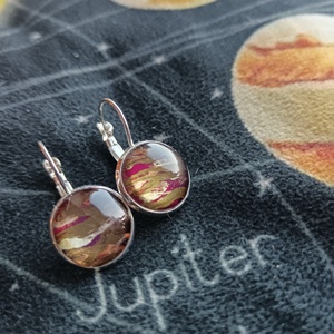 Jupiter kézzel festett fülbevaló - ékszer - fülbevaló - lógó fülbevaló - Meska.hu