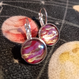 Merkúr egyedi festett fülbevaló - ékszer - fülbevaló - lógós kerek fülbevaló - Meska.hu