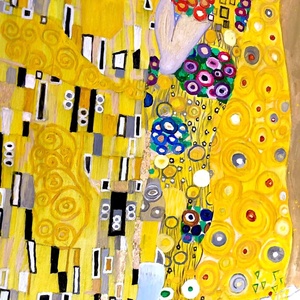 Gustav Klimt - A csók   - művészet - festmény - olajfestmény - Meska.hu