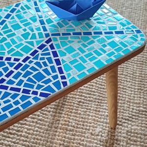 Origami - mozaikos asztalka, tömör tölgy,fából - otthon & életmód - bútor - asztal - Meska.hu