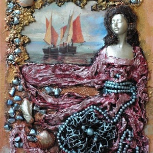 Távoli vizeken- paverpol textilkép - művészet - festmény - Meska.hu