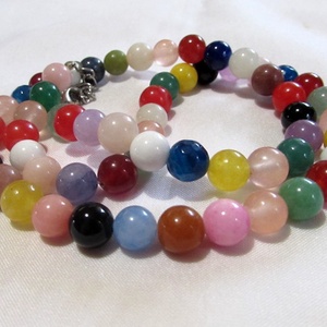 SZÍNES ACHÁT-gyöngysor - ékszer - nyaklánc - gyöngyös nyaklánc - Meska.hu