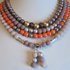ÜVEGGYÖNGY-gyöngysor/ narancs/ - ékszer - nyaklánc - gyöngyös nyaklánc - Meska.hu