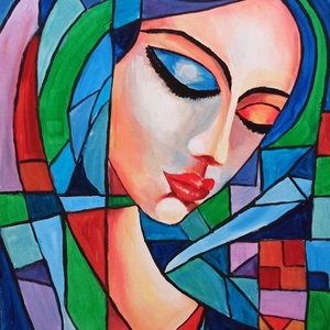 KÉK MADONNA- ABSZTRAKT festmény, Művészet, Festmény, Olajfestmény, Festészet, MESKA