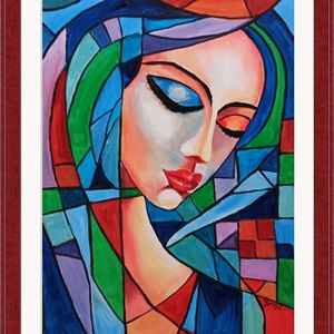 KÉK MADONNA- ABSZTRAKT festmény - művészet - festmény - olajfestmény - Meska.hu