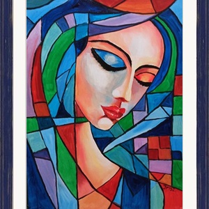 KÉK MADONNA- ABSZTRAKT festmény - művészet - festmény - olajfestmény - Meska.hu