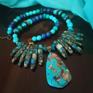 FÉLDRÁGAKŐ/ÁSVÁNY/ -GYÖNGYSOR - ékszer - nyaklánc - medálos nyaklánc - Meska.hu