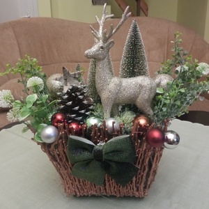 Karácsonyi asztaldísz, Karácsony, Karácsonyi lakásdekoráció, Ünnepi asztaldekoráció, Virágkötés, MESKA