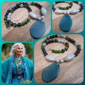 FÉLDRÁGAKŐ/ÁSVÁNY/ - gyöngysor, nyakék, Ékszer, Ékszerszett, Ékszerkészítés, MESKA