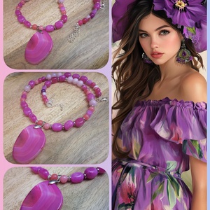 FÉLDRÁGAKŐ/ÁSVÁNY/ - gyöngysor, nyakék, Ékszer, Ékszerszett, Ékszerkészítés, MESKA