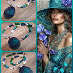 FÉLDRÁGAKŐ/ÁSVÁNY/ - gyöngysor, nyakék, Ékszer, Ékszerszett, Ékszerkészítés, MESKA