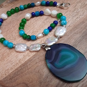 FÉLDRÁGAKŐ/ÁSVÁNY/ - gyöngysor, nyakék - ékszer - ékszerszett - Meska.hu