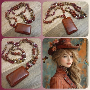 FÉLDRÁGAKŐ/ÁSVÁNY/ - gyöngysor, nyakék - Meska.hu