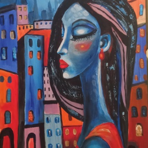 TELIHOLD- ABSZTRAKT festmény, Művészet, Festmény, Olajfestmény, Festészet, MESKA