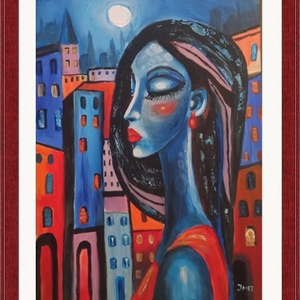 TELIHOLD- ABSZTRAKT festmény - művészet - festmény - olajfestmény - Meska.hu