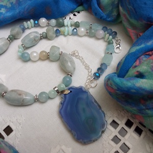 FÉLDRÁGAKŐ/ÁSVÁNY/ -gyöngysor, nyakék - ékszer - nyaklánc - medálos nyaklánc - Meska.hu