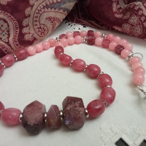 FÉLDRÁGAKŐ/ÁSVÁNY/ -gyöngysor, nyakék - ékszer - nyaklánc - medálos nyaklánc - Meska.hu