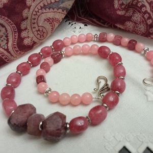 FÉLDRÁGAKŐ/ÁSVÁNY/ -gyöngysor, nyakék - ékszer - nyaklánc - medálos nyaklánc - Meska.hu