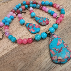 FÉLDRÁGAKŐ/ÁSVÁNY/-SZETT - ékszer - nyaklánc - gyöngyös nyaklánc - Meska.hu