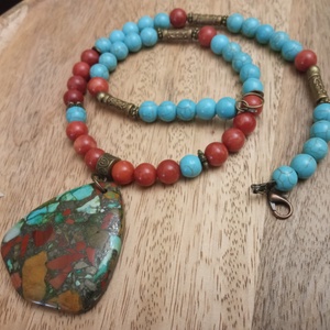 FÉLDRÁGAKŐ/ÁSVÁNY/ -gyöngysor, nyakék - ékszer - nyaklánc - medálos nyaklánc - Meska.hu