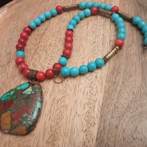 FÉLDRÁGAKŐ/ÁSVÁNY/ -gyöngysor, nyakék - ékszer - nyaklánc - medálos nyaklánc - Meska.hu