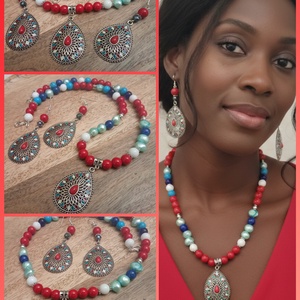 FÉLDRÁGAKŐ/ÁSVÁNY/-SZETT, Ékszer, Nyaklánc, Gyöngyös nyaklánc, Ékszerkészítés, MESKA