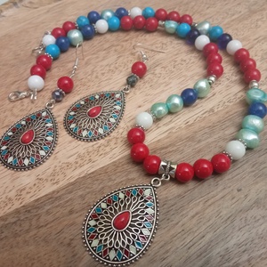 FÉLDRÁGAKŐ/ÁSVÁNY/-SZETT - ékszer - nyaklánc - gyöngyös nyaklánc - Meska.hu