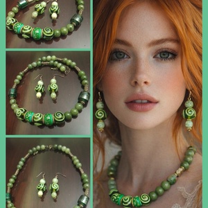 FÉLDRÁGAKŐ/ÁSVÁNY/ - SZETT, Ékszer, Nyaklánc, Gyöngyös nyaklánc, Ékszerkészítés, MESKA