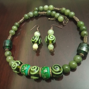 FÉLDRÁGAKŐ/ÁSVÁNY/ - SZETT - ékszer - nyaklánc - gyöngyös nyaklánc - Meska.hu