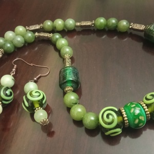 FÉLDRÁGAKŐ/ÁSVÁNY/ - SZETT - ékszer - nyaklánc - gyöngyös nyaklánc - Meska.hu