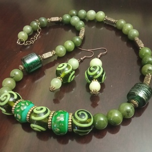 FÉLDRÁGAKŐ/ÁSVÁNY/ - SZETT - ékszer - nyaklánc - gyöngyös nyaklánc - Meska.hu