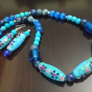 FÉLDRÁGAKŐ/ÁSVÁNY/ - SZETT - ékszer - nyaklánc - gyöngyös nyaklánc - Meska.hu