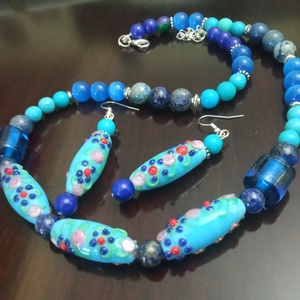 FÉLDRÁGAKŐ/ÁSVÁNY/ - SZETT - ékszer - nyaklánc - gyöngyös nyaklánc - Meska.hu