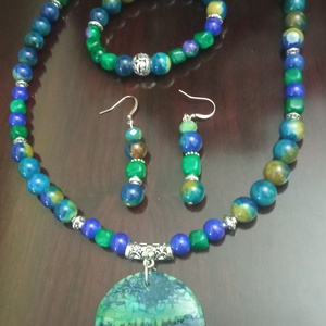 FÉLDRÁGAKŐ/ÁSVÁNY/ - SZETT - ékszer - nyaklánc - gyöngyös nyaklánc - Meska.hu