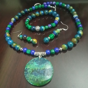 FÉLDRÁGAKŐ/ÁSVÁNY/ - SZETT - ékszer - nyaklánc - gyöngyös nyaklánc - Meska.hu