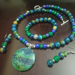 FÉLDRÁGAKŐ/ÁSVÁNY/ - SZETT - ékszer - nyaklánc - gyöngyös nyaklánc - Meska.hu