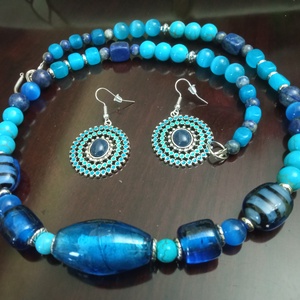 FÉLDRÁGAKŐ/ÁSVÁNY/ - SZETT - ékszer - nyaklánc - gyöngyös nyaklánc - Meska.hu