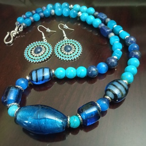 FÉLDRÁGAKŐ/ÁSVÁNY/ - SZETT - ékszer - nyaklánc - gyöngyös nyaklánc - Meska.hu