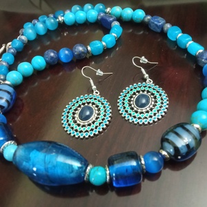 FÉLDRÁGAKŐ/ÁSVÁNY/ - SZETT - ékszer - nyaklánc - gyöngyös nyaklánc - Meska.hu