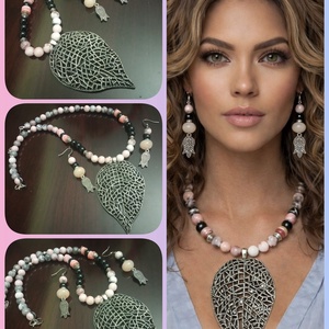 FÉLDRÁGAKŐ/ÁSVÁNY/ - SZETT, Ékszer, Nyaklánc, Gyöngyös nyaklánc, Ékszerkészítés, MESKA