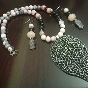 FÉLDRÁGAKŐ/ÁSVÁNY/ - SZETT - ékszer - nyaklánc - gyöngyös nyaklánc - Meska.hu