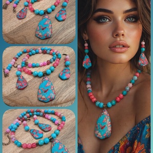 FÉLDRÁGAKŐ/ÁSVÁNY/ - SZETT, Ékszer, Nyaklánc, Gyöngyös nyaklánc, Ékszerkészítés, MESKA