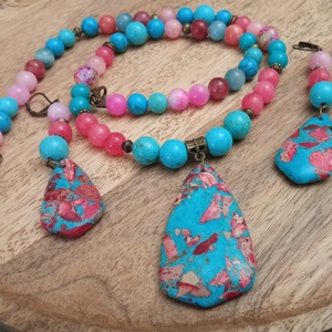 FÉLDRÁGAKŐ/ÁSVÁNY/ - SZETT - ékszer - nyaklánc - gyöngyös nyaklánc - Meska.hu